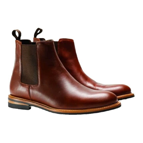 NISOLO MEN'S JAVIER LEATHER CHELSEA BOOTS BROWN SZ 11 $260 NIB - Picture 2 of 7